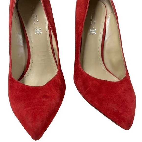 ALDO Red Suede Leather Stiletto Heels - Picture 9 of 15